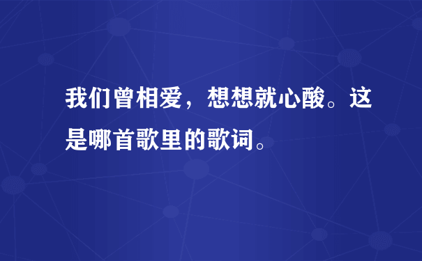 我们曾相爱，想想就心酸。这是哪首歌里的歌词。