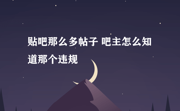 贴吧那么多帖子 吧主怎么知道那个违规