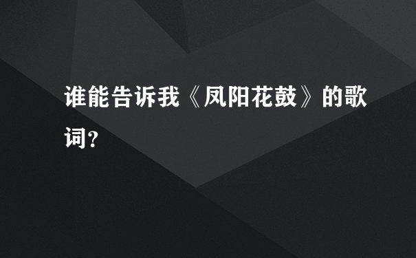 谁能告诉我《凤阳花鼓》的歌词？