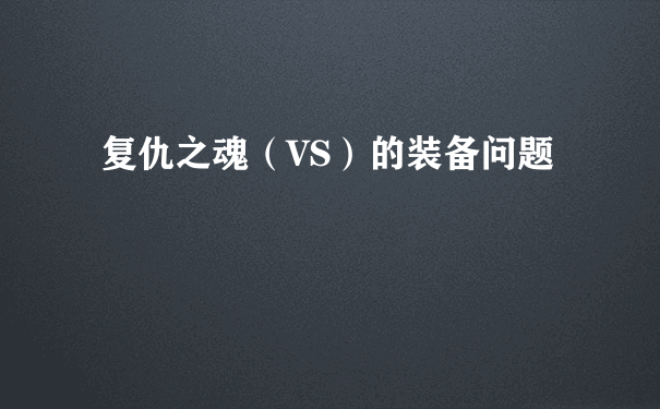 复仇之魂（VS）的装备问题