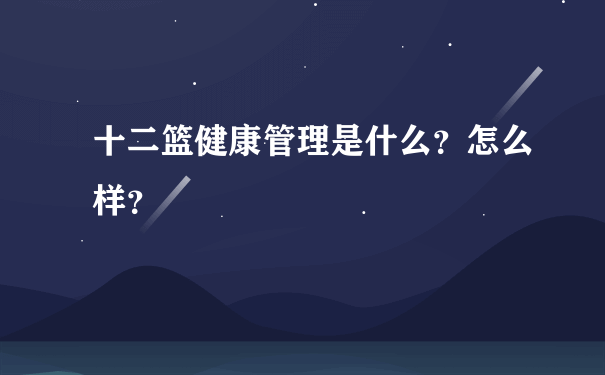 十二篮健康管理是什么？怎么样？