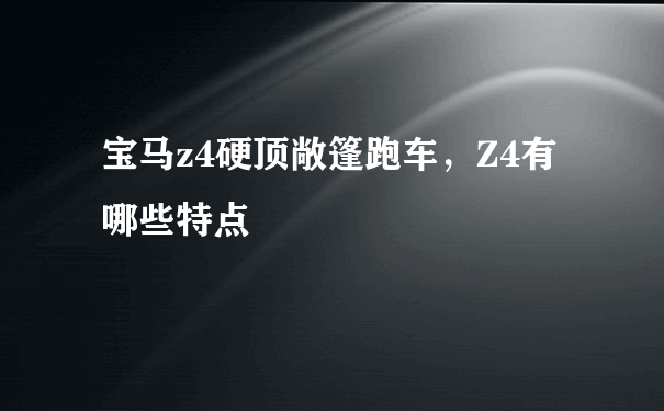 宝马z4硬顶敞篷跑车，Z4有哪些特点