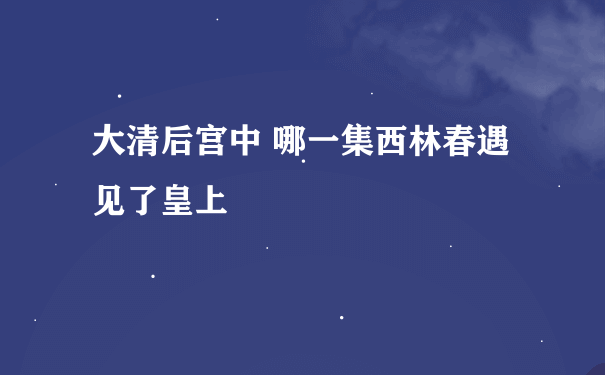 大清后宫中 哪一集西林春遇见了皇上