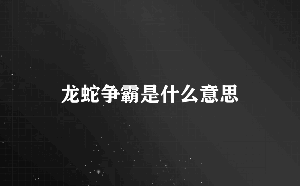 龙蛇争霸是什么意思