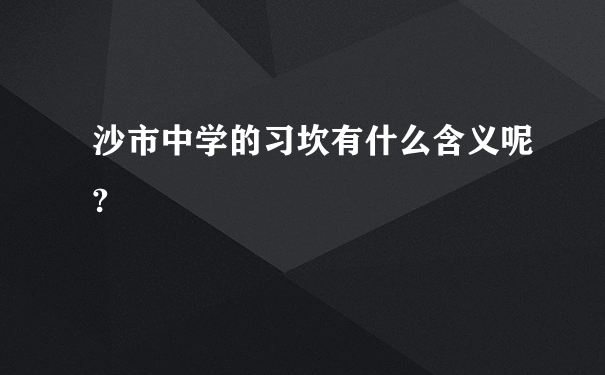 沙市中学的习坎有什么含义呢?