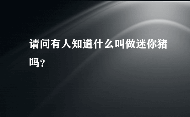 请问有人知道什么叫做迷你猪吗？