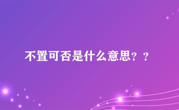 不置可否是什么意思？？