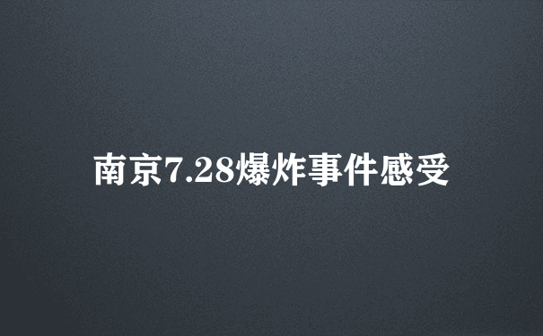 南京7.28爆炸事件感受