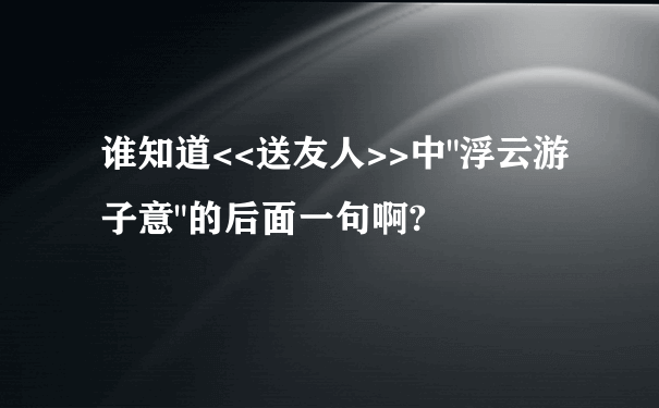 谁知道<<送友人>>中