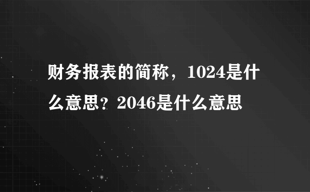 财务报表的简称，1024是什么意思？2046是什么意思