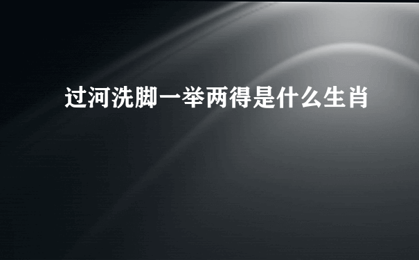 过河洗脚一举两得是什么生肖