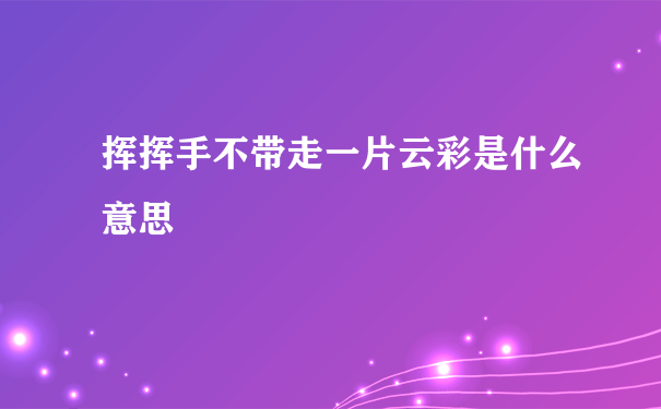 挥挥手不带走一片云彩是什么意思