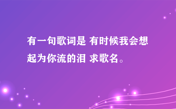 有一句歌词是 有时候我会想起为你流的泪 求歌名。