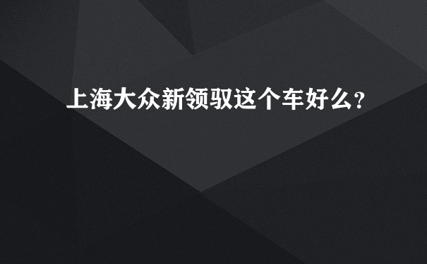 上海大众新领驭这个车好么？