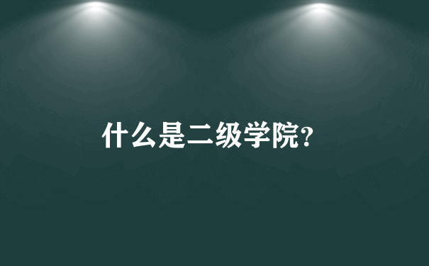 什么是二级学院？