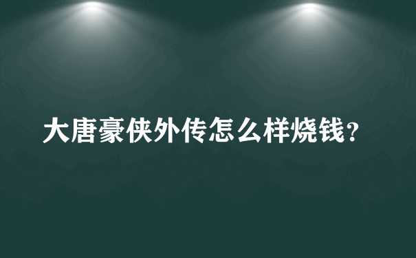 大唐豪侠外传怎么样烧钱？