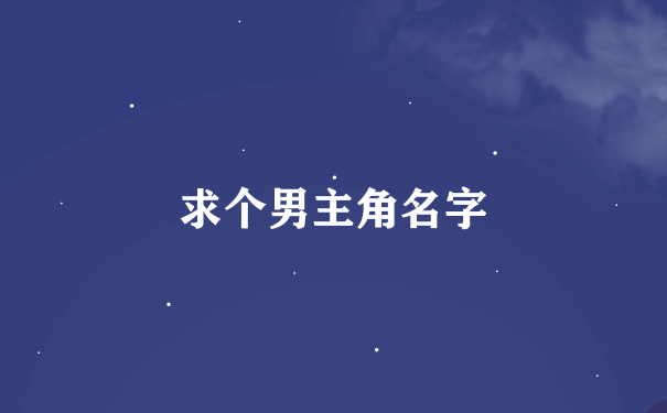 求个男主角名字