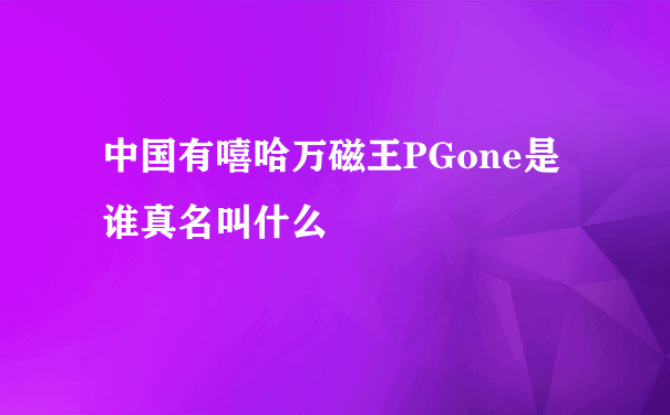 中国有嘻哈万磁王PGone是谁真名叫什么