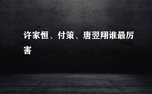 许家恒、付策、唐翌翔谁最厉害