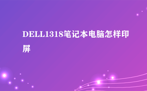 DELL1318笔记本电脑怎样印屏