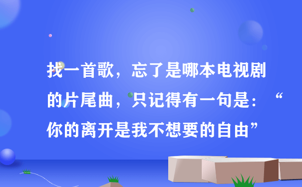 找一首歌，忘了是哪本电视剧的片尾曲，只记得有一句是：“你的离开是我不想要的自由”