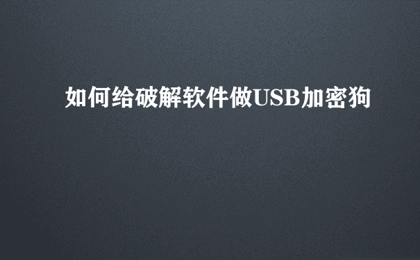 如何给破解软件做USB加密狗