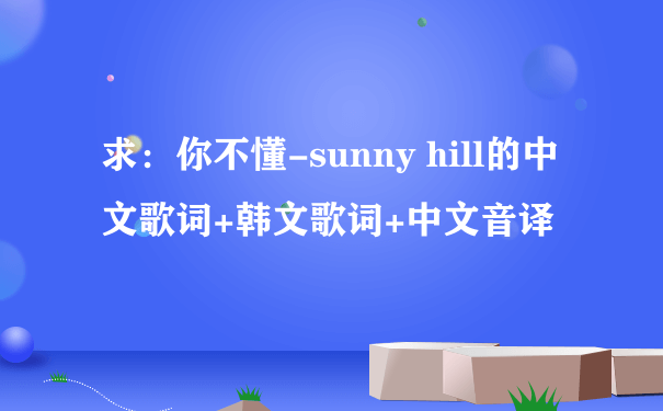 求：你不懂-sunny hill的中文歌词+韩文歌词+中文音译