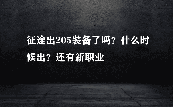 征途出205装备了吗？什么时候出？还有新职业