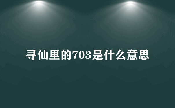 寻仙里的703是什么意思