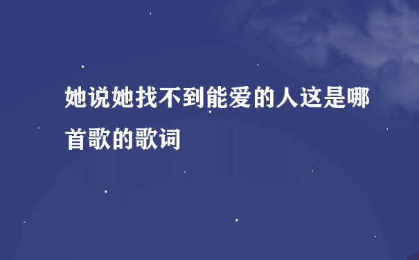 她说她找不到能爱的人这是哪首歌的歌词