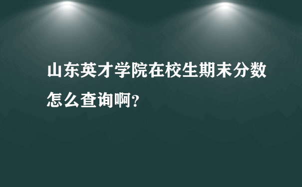 山东英才学院在校生期末分数怎么查询啊？