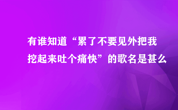 有谁知道“累了不要见外把我挖起来吐个痛快”的歌名是甚么