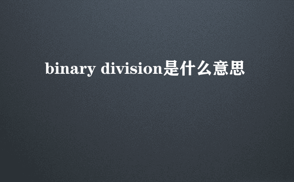 binary division是什么意思