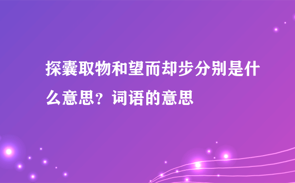 探囊取物和望而却步分别是什么意思？词语的意思