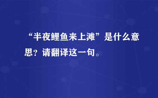 “半夜鲤鱼来上滩”是什么意思？请翻译这一句。