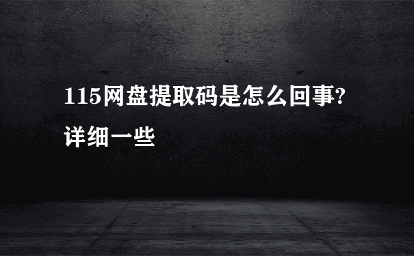 115网盘提取码是怎么回事?详细一些