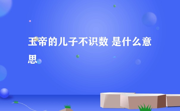 玉帝的儿子不识数 是什么意思