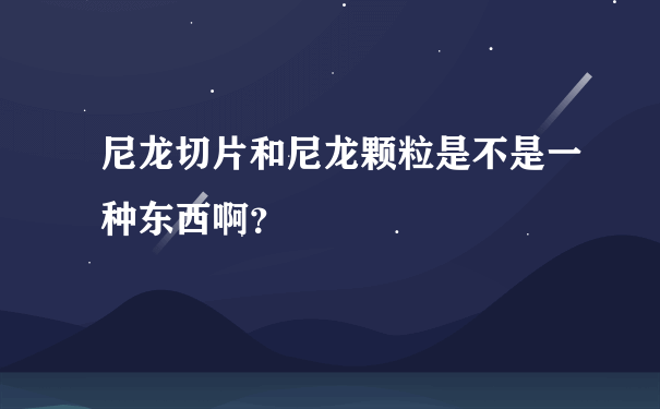 尼龙切片和尼龙颗粒是不是一种东西啊？