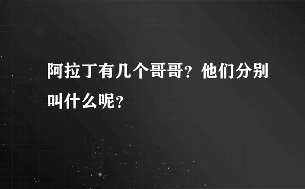 阿拉丁有几个哥哥？他们分别叫什么呢？