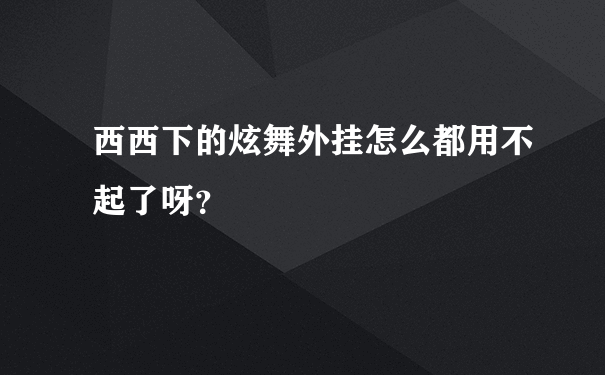 西西下的炫舞外挂怎么都用不起了呀？