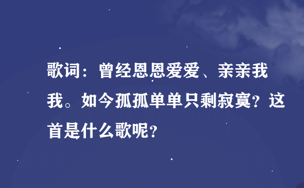 歌词：曾经恩恩爱爱、亲亲我我。如今孤孤单单只剩寂寞？这首是什么歌呢？