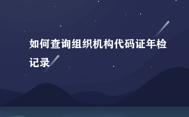 如何查询组织机构代码证年检记录