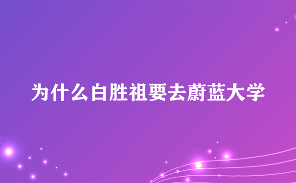 为什么白胜祖要去蔚蓝大学