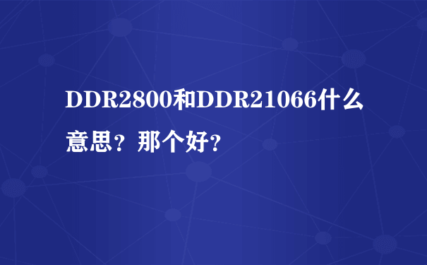 DDR2800和DDR21066什么意思？那个好？