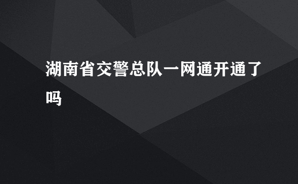 湖南省交警总队一网通开通了吗