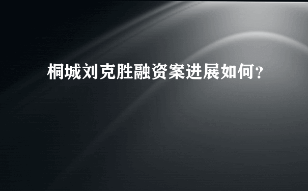 桐城刘克胜融资案进展如何？