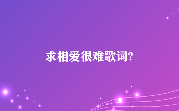 求相爱很难歌词?