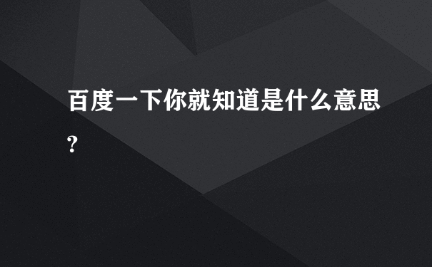 百度一下你就知道是什么意思？