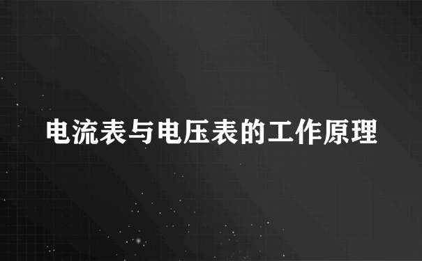 电流表与电压表的工作原理