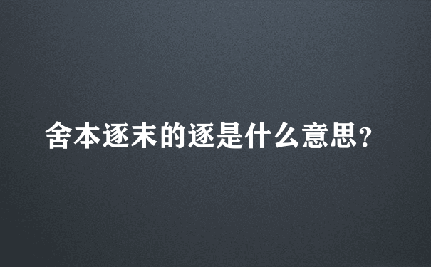 舍本逐末的逐是什么意思？